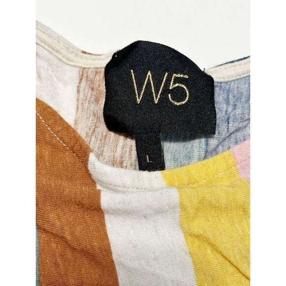 Anthropologie W5 Womens Stripe Short Sleeve Tie Front Top Multi-Color Size Large - Picture 2 of 9